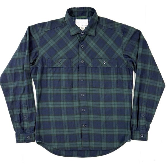 NANAMICA Mens Size Small Blackwatch Plaid Flannel Wind Shirt Made In Japan - Picture 1 of 14